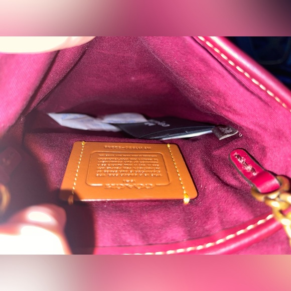 Coach Fringe Saddle Bag In Signature Jacquard With Pyramid Rivets - Picture 10 of 14